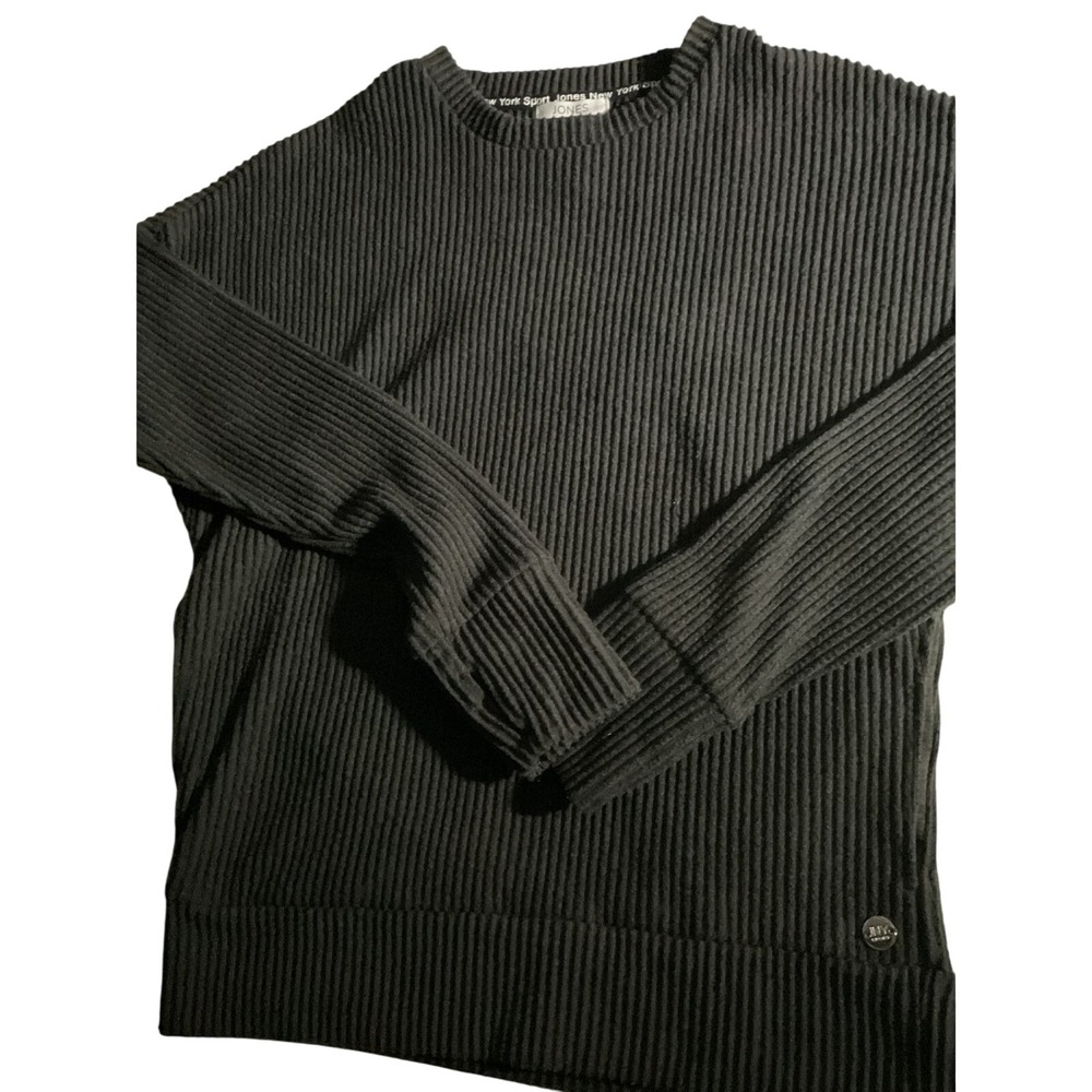 Jones New York Sport Gray Ribbed Crew Neck Long Sleeve Sweater Top S/C